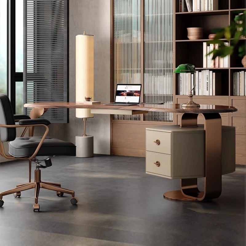 Furniture Hardware High End - Walnuss-Massivholz Schreibtisch im Luxus-Modernen Stil, Nordisches