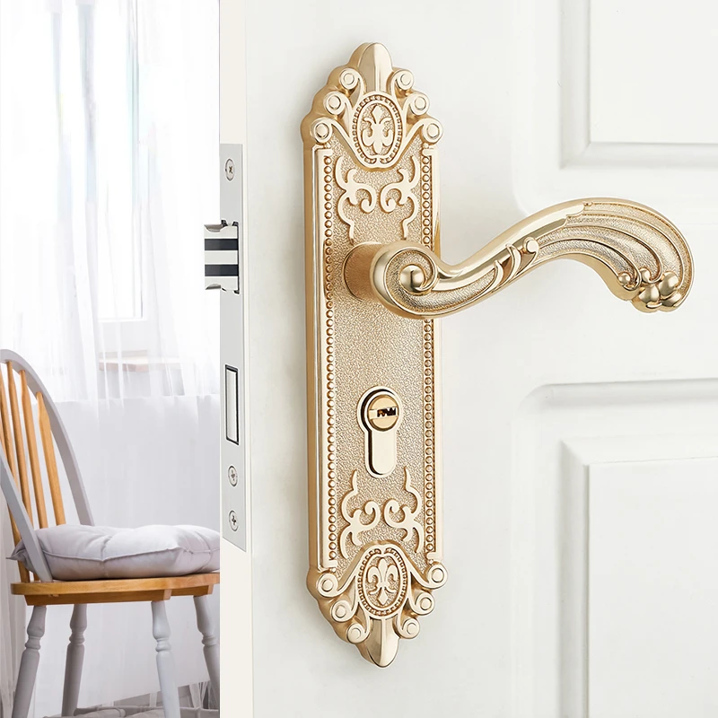 Furniture Hardware Lock - Europäischer geräuscharmer Innentürgriff, luxuriöses, diebstahlsicheres Türschloss,