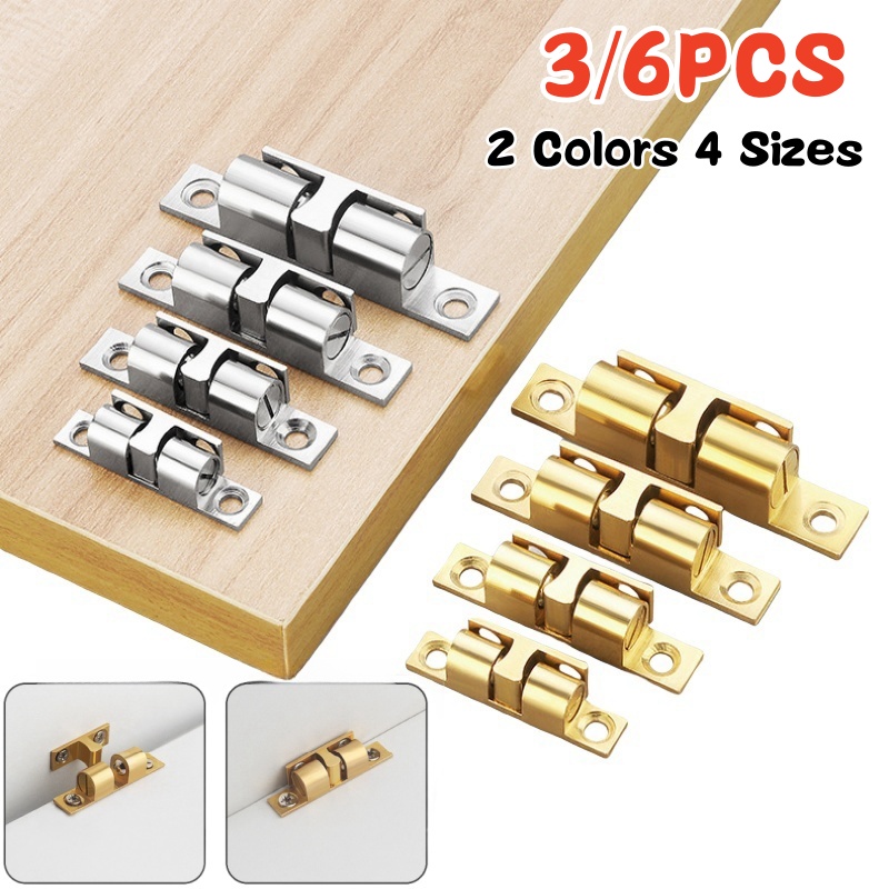 Furniture Hardware Suppliers - 3/6 Stück Schranktür-Kugelschnäpper, Messing-Doppelrollen-Feder-Kugelschnäpper, Möbeltürschloss, verstellbarer