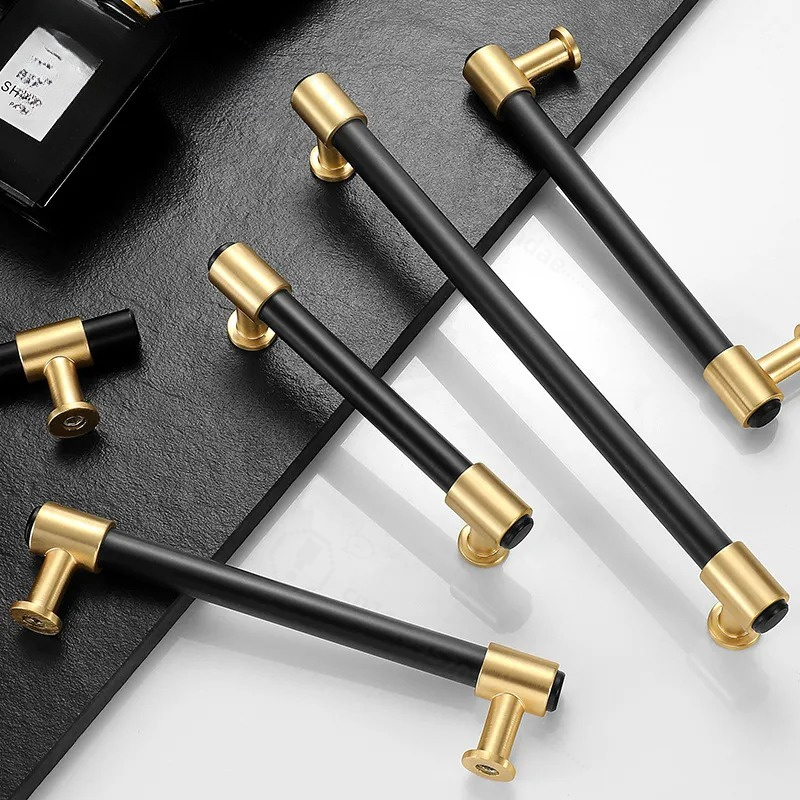 Furniture Hardware Wholesale - Moderne Einfache Nordische Schwarz-Gold Griffe für