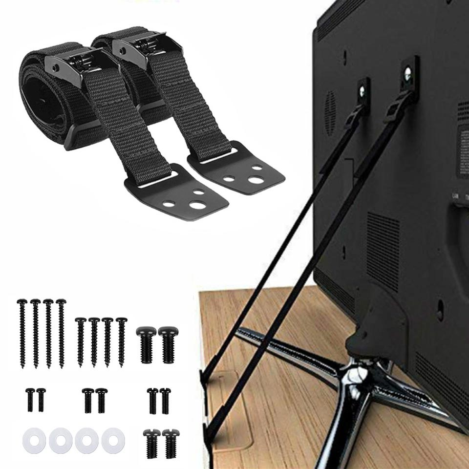 Furniture Hardware Suppliers - 2er-Pack verstellbare TV-Sicherheitsgurte, selbstklebende Anti-Kipp-Möbelankern ohne