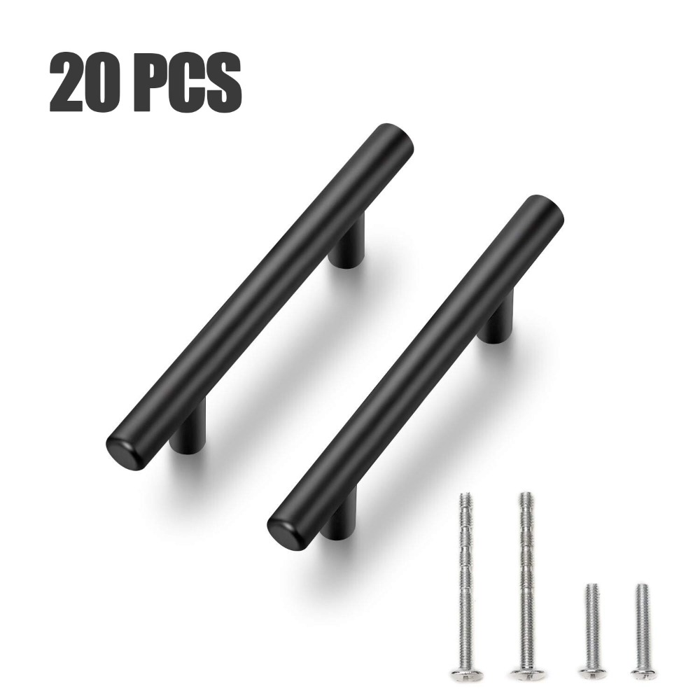 Furniture Rotating Hardware - 20 Stück Schrankgriffe, mattschwarz, Edelstahl, Kommode,